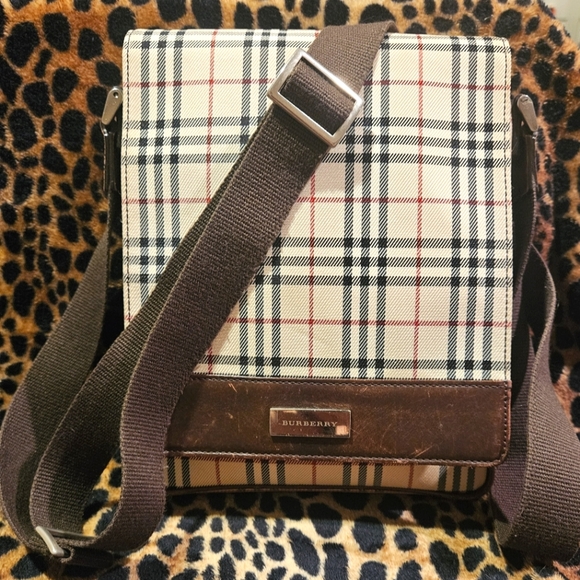 BURBERRY EUC Brown House Check Canvas Crossbody Bag Multiple colors/Beige - Picture 1 of 11